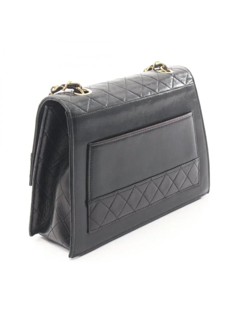 Chanel Shoulder Bag Quilted Black Leather Chain